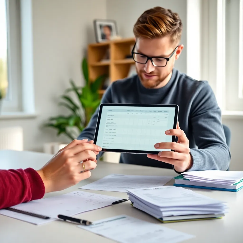 Ondernemer die digitale administratie bijhoudt op tablet