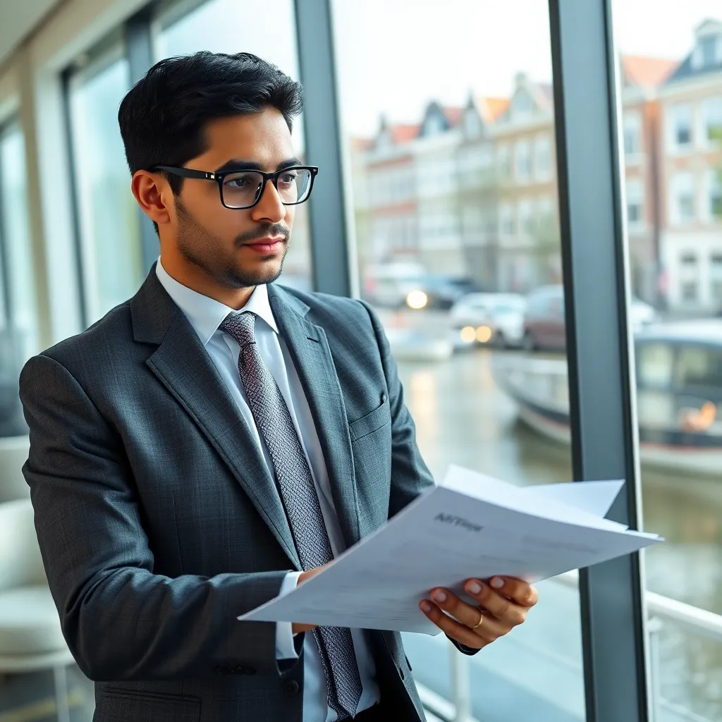 Professionele financieel adviseur op kantoor in Amsterdam